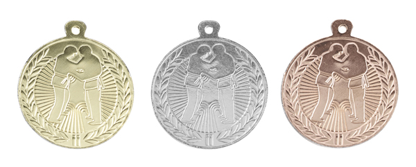 Judo Medaille E 206 Goud-Zilver-Brons compleet LAATSTE Serie OP=OP!!